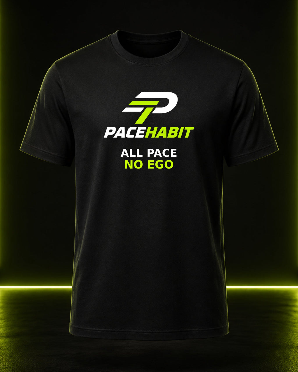 PACEHABIT All Pace No Ego Running Tee black running tee front view