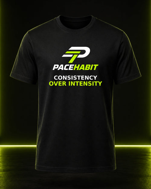 PACEHABIT Consistency Over Intensity Running Tee black running tee front view