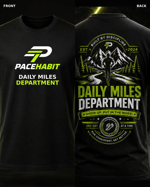PACEHABIT Daily Miles Department Running Tee black running tee front and back product view