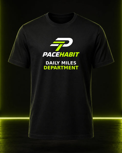 PACEHABIT Daily Miles Department Running Tee black running tee front view