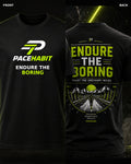 PACEHABIT Endure the Boring Running Tee black running tee front and back product view