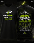 PACEHABIT Neon Trail Run Club Running Tee black running tee front and back product view