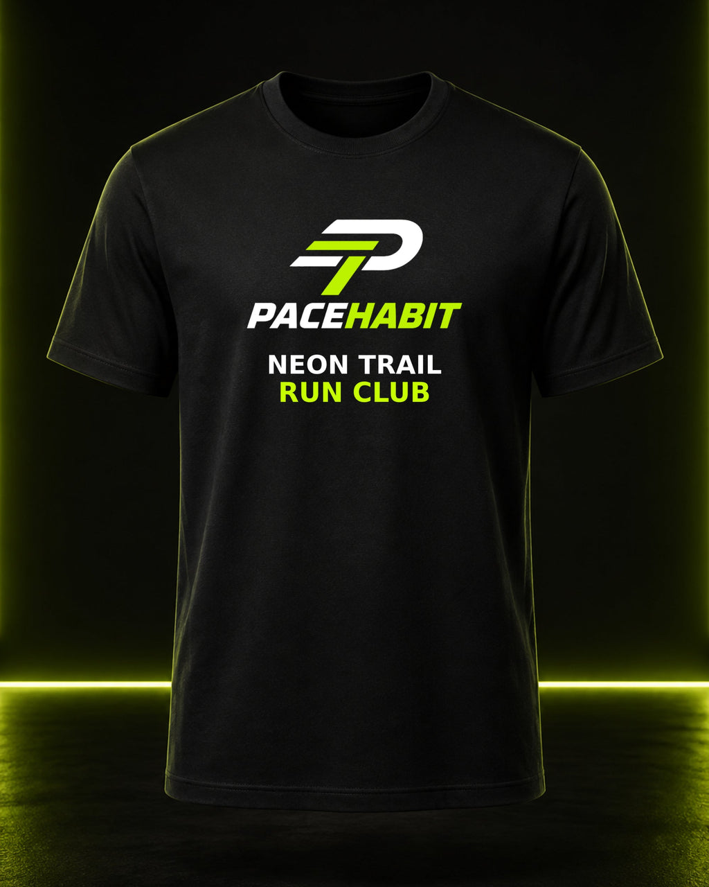 PACEHABIT Neon Trail Run Club Running Tee black running tee front view