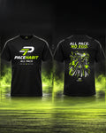PACEHABIT All Pace No Ego black running tee showing front and back prints