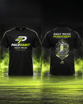 PACEHABIT Daily Miles Department black running tee showing front and back prints