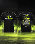 PACEHABIT Easy Pace Club black running tee showing front and back prints
