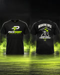 PACEHABIT Negative Split black running tee showing front and back prints