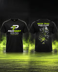 PACEHABIT Neon Trail Run Club black running tee showing front and back prints