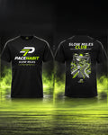 PACEHABIT Slow Miles Club black running tee showing front and back prints