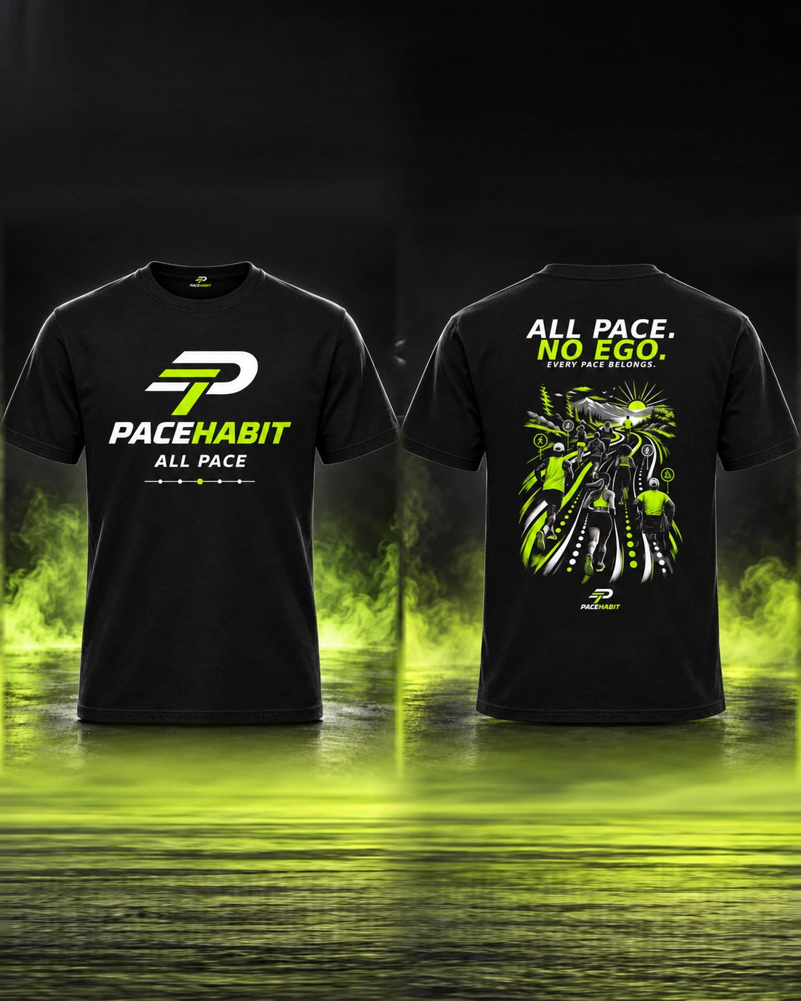 PACEHABIT All Pace No Ego Running Tee — front and back view